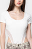 Body Donna Aderente con Inserti in Tulle e Schiena Intrecciata