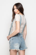 Shorts Donna in Denim con Bretelle