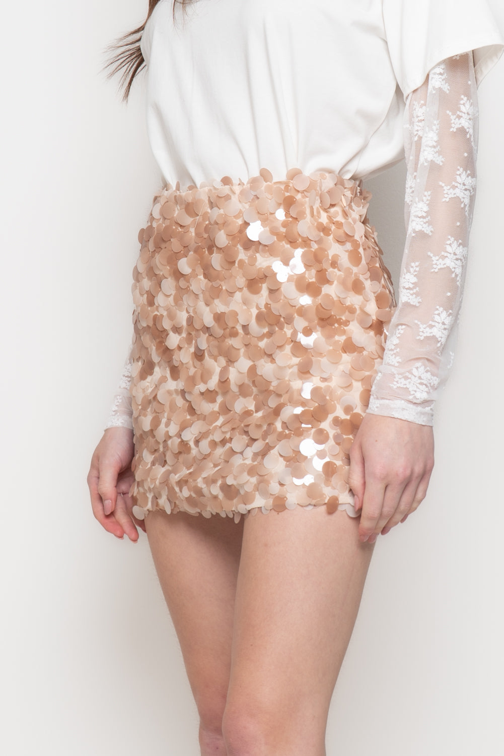 Minigonna Donna con Maxi Paillettes Effetto Glamour