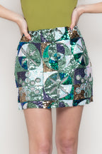 Minigonna Donna Multicolor con Paillettes Geometriche