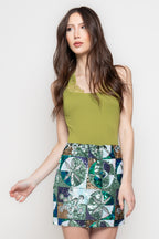 Minigonna Donna Multicolor con Paillettes Geometriche