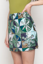 Minigonna Donna Multicolor con Paillettes Geometriche