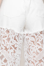 Jeans Donna Palazzo in Pizzo Floreale con Shorts Integrati