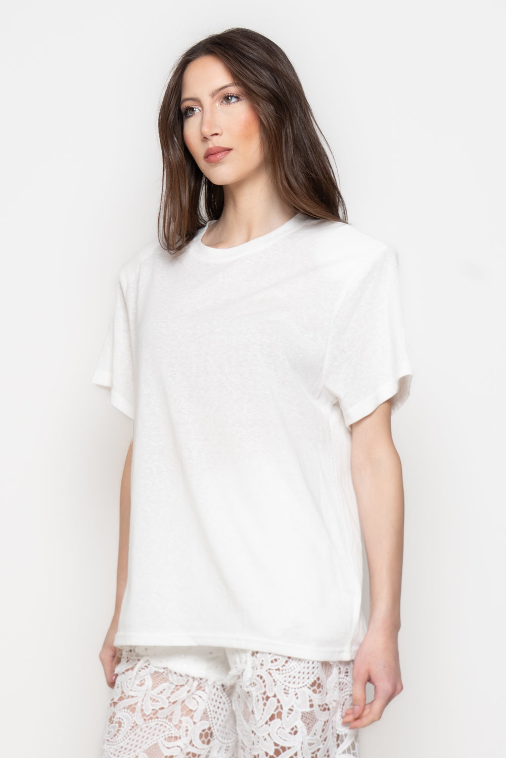 T-Shirt Donna Oversize con Spalline Strutturate Immagine secondaria del prodotto