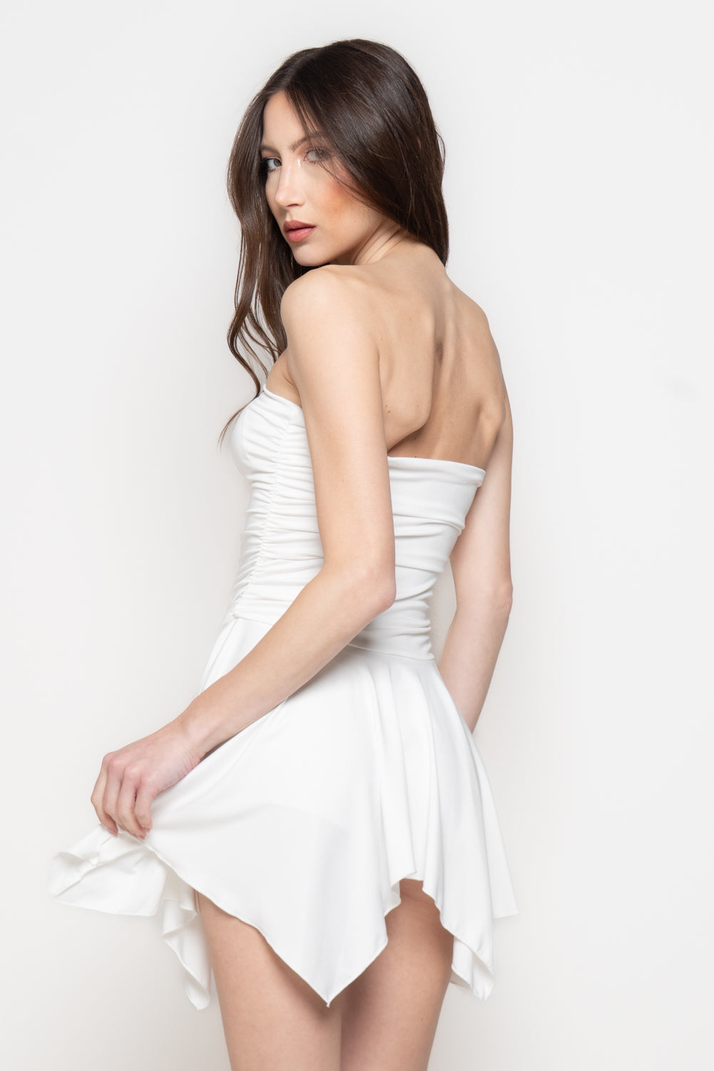 Miniabito Donna Fascia con Gonna Asimmetrica