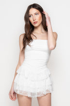 Miniabito Donna con Balze in Tulle e Pizzo