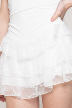 Miniabito Donna con Balze in Tulle e Pizzo
