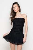 Miniabito Donna in Pizzo Elasticizzato con Gonna Volant