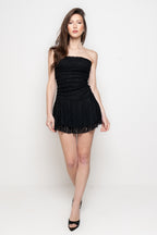 Miniabito Donna in Pizzo Elasticizzato con Gonna Volant