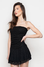Miniabito Donna in Pizzo Elasticizzato con Gonna Volant