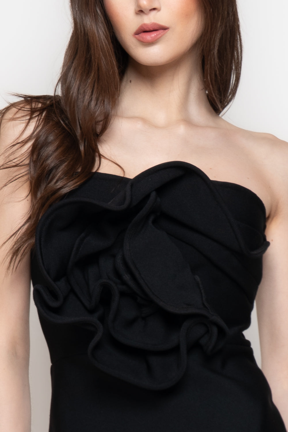 Abito Tubino Donna Strapless con Maxi Rouge Secondary image