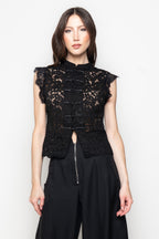Top in Pizzo con Chiusure Decorative