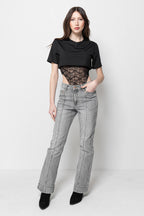 Jeans Donna Grigi - Straight Leg Vita Media Eleganti