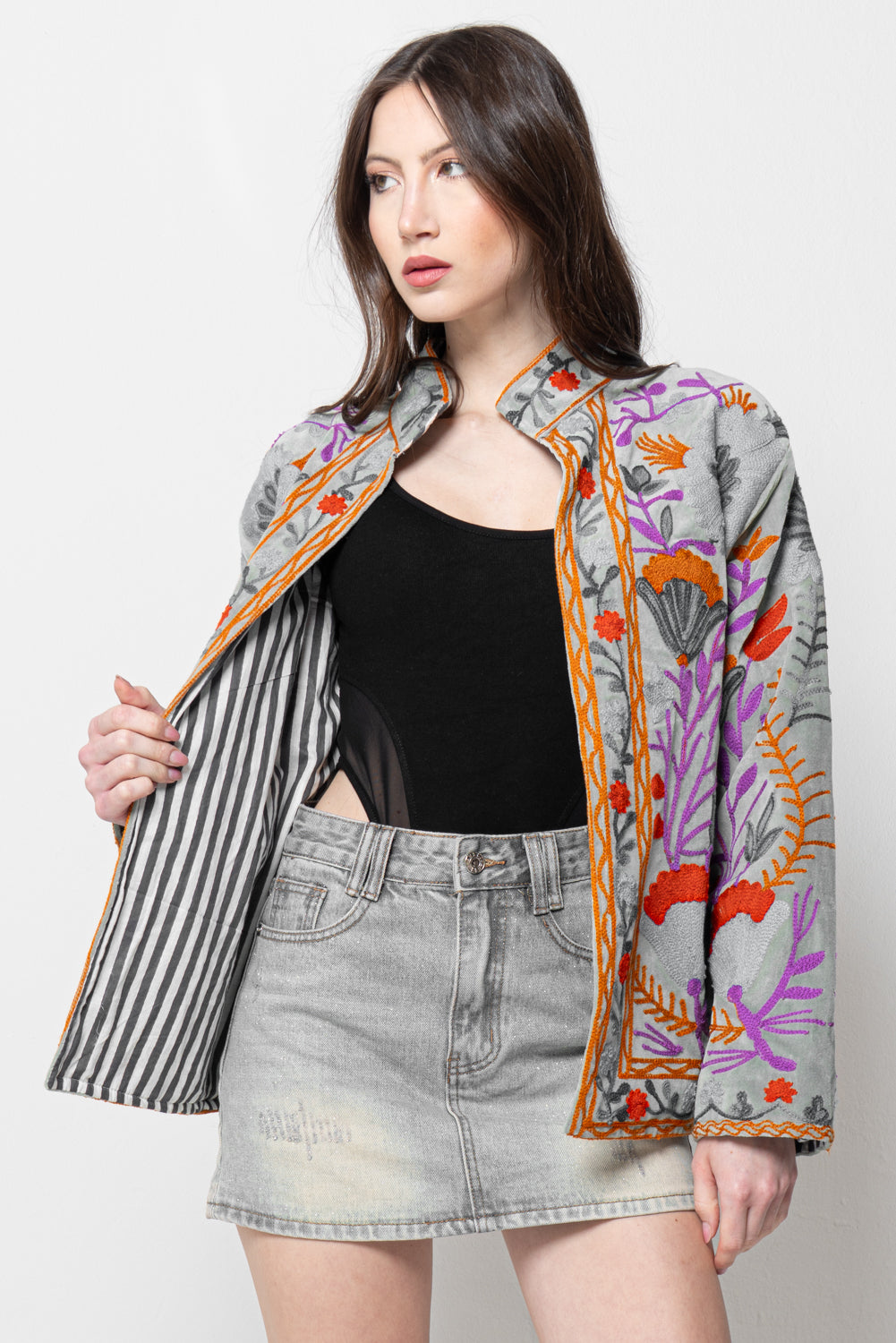 Giacca Ricamata Donna - Floreale Multicolor Boho Elegante