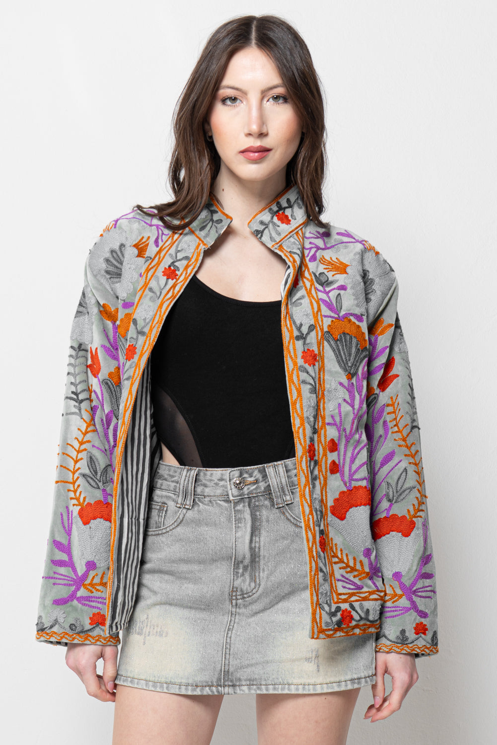 Giacca Ricamata Donna - Floreale Multicolor Boho Elegante