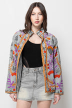 Giacca Ricamata Donna - Floreale Multicolor Boho Elegante