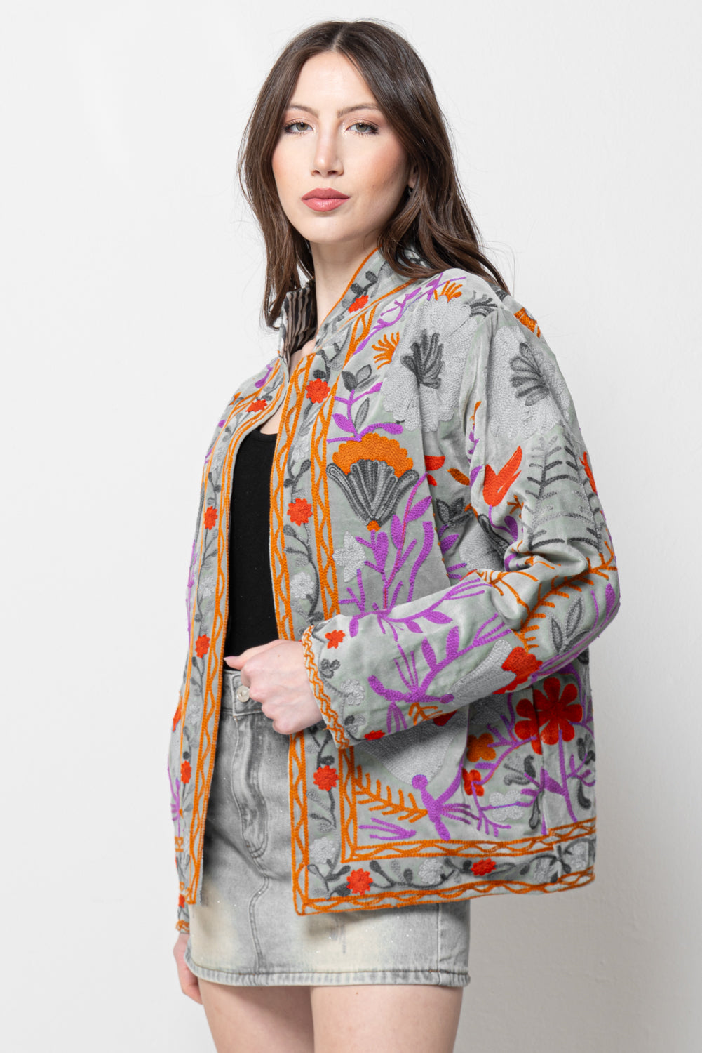 Giacca Ricamata Donna - Floreale Multicolor Boho Elegante
