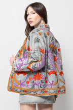 Giacca Ricamata Donna - Floreale Multicolor Boho Elegante