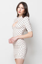 Vestito Miniabito Donna Pois con Pizzo