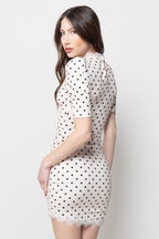 Vestito Miniabito Donna Pois con Pizzo
