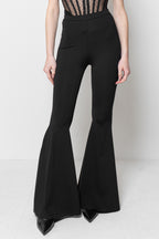 Pantaloni Donna a Zampa Neri - Flare Pants Eleganti Vita Alta