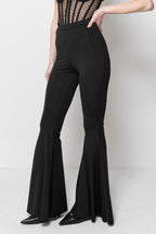 Pantaloni Donna a Zampa Neri - Flare Pants Eleganti Vita Alta