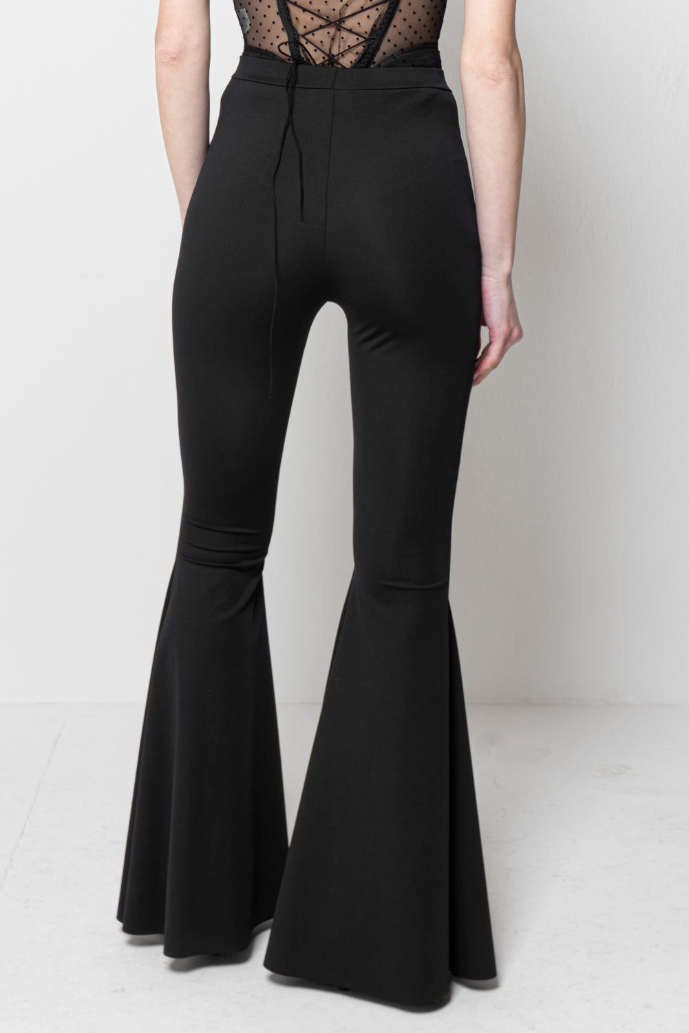 Pantaloni Donna a Zampa Neri - Flare Pants Eleganti Vita Alta