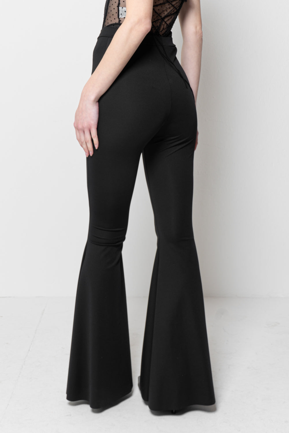Pantaloni Donna a Zampa Neri - Flare Pants Eleganti Vita Alta
