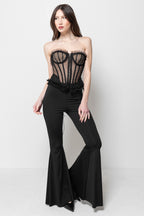 Corsetto Donna Nero in Tulle - Bustier Steccato Elegante