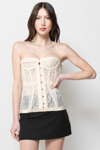 Corsetto Donna Avorio in Pizzo - Bustier Elegante con Allacciatura