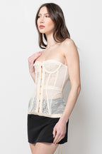 Corsetto Donna Avorio in Pizzo - Bustier Elegante con Allacciatura