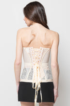 Corsetto Donna Avorio in Pizzo - Bustier Elegante con Allacciatura