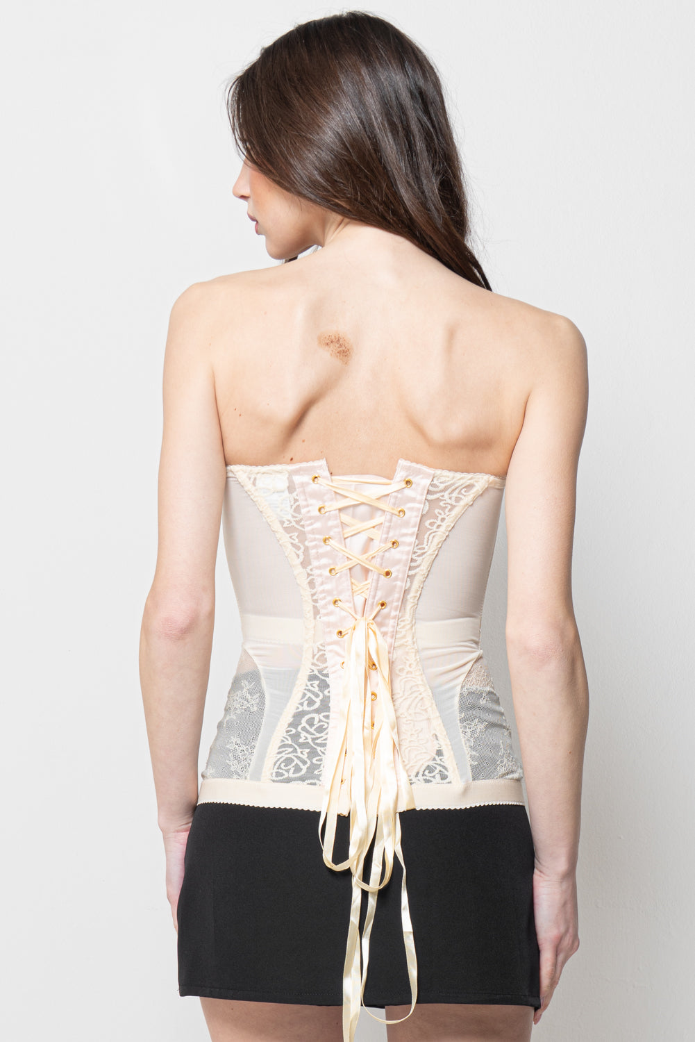 Corsetto Donna Avorio in Pizzo - Bustier Elegante con Allacciatura
