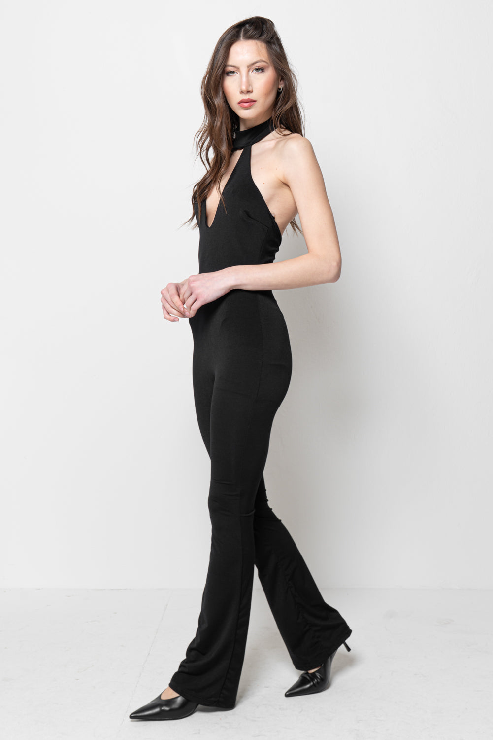 Tuta Juampsuit Intera Donna Nera con Scollo Halter