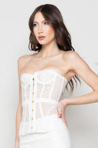 Corsetto in Pizzo e Tulle con Chiusura Gioiello