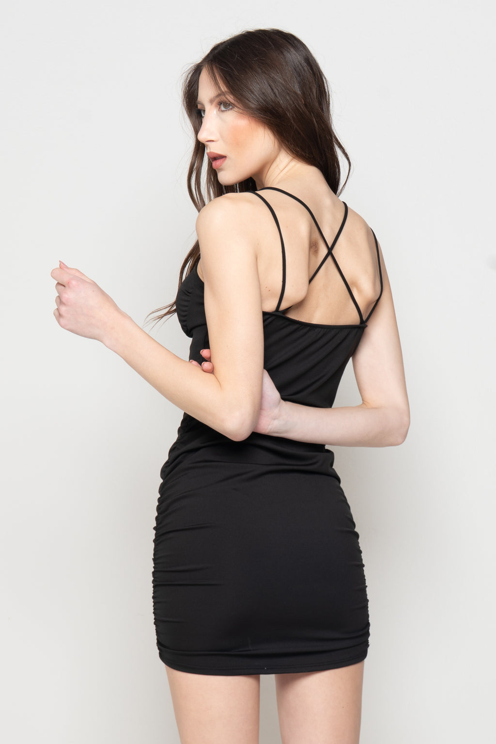 Mini Abito Drappeggiato con Coppe Strutturate
