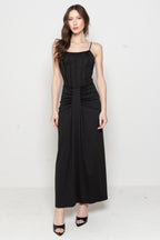 Abito Lungo Drappeggiato con Corsetto