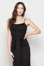 Abito Lungo Drappeggiato con Corsetto