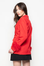 Blazer Doppiopetto con Polsi in Piume
