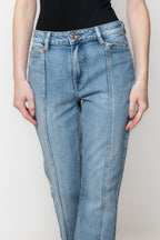 Jeans Donna Flare Vita Media Denim Chiaro
