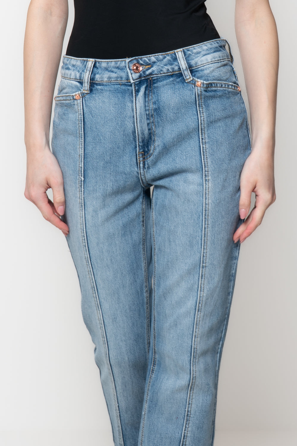 Jeans Donna Flare Vita Media Denim Chiaro