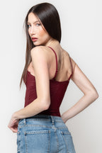 Body Donna Bordeaux con Coppe Strutturate Effetto Bustier