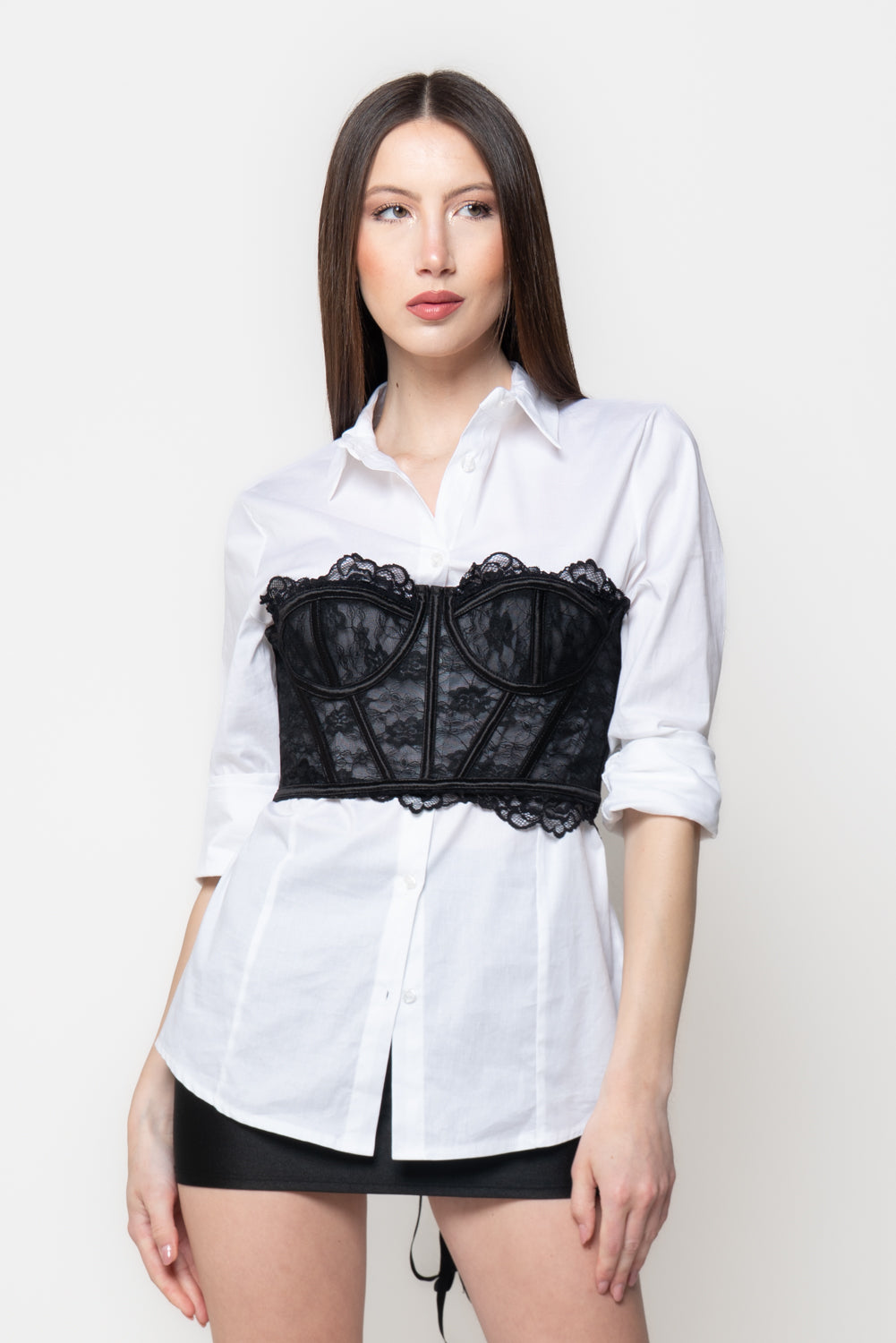 Corsetto Donna Nero in Pizzo con Coppe Strutturate Main image