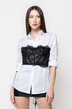 Corsetto Donna Nero in Pizzo con Coppe Strutturate