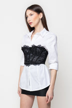 Corsetto Donna Nero in Pizzo con Coppe Strutturate