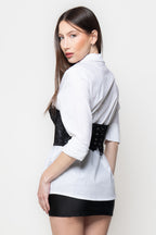 Corsetto Donna Nero in Pizzo con Coppe Strutturate