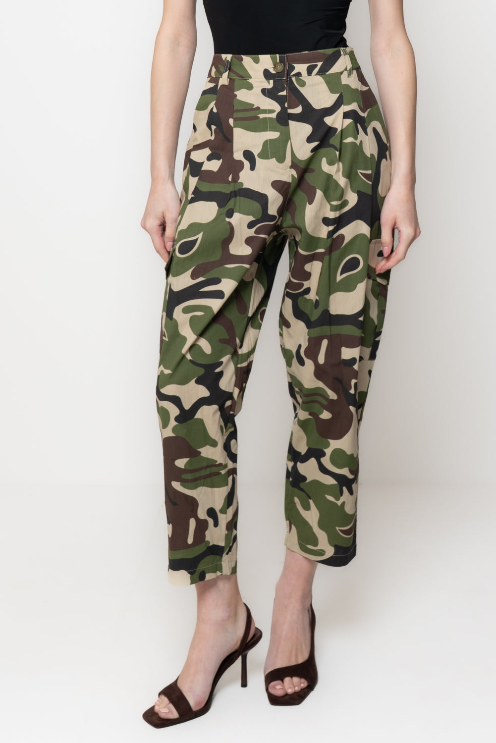 Pantalone Donna Camouflage Stile Cargo con Tasche Utility Immagine secondaria del prodotto