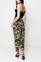 Pantalone Donna Camouflage Stile Cargo con Tasche Utility