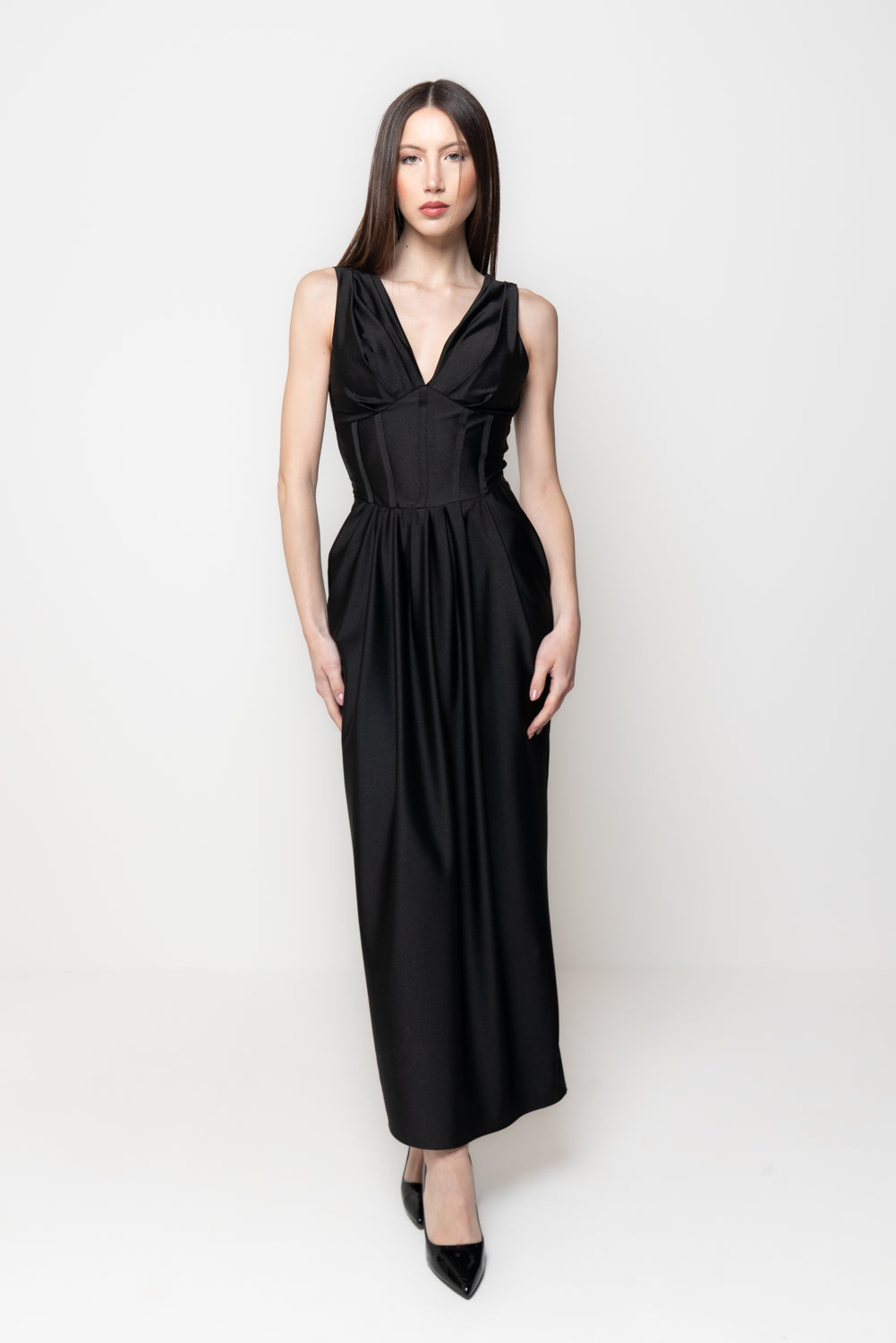 Abito Lungo Elegante con Bustier Strutturato Immagine principale del prodotto