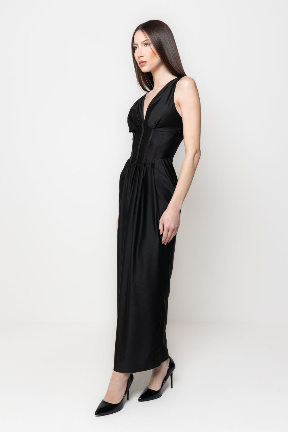 Abito Lungo Elegante con Bustier Strutturato